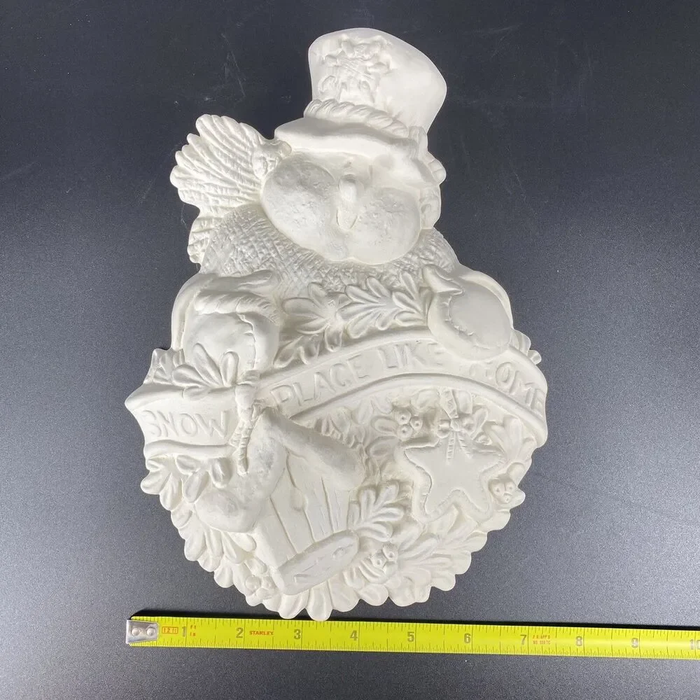 Ready to Paint Ceramic Bisque Snowman Plaque 10” Snow Place Like Home Christmas
